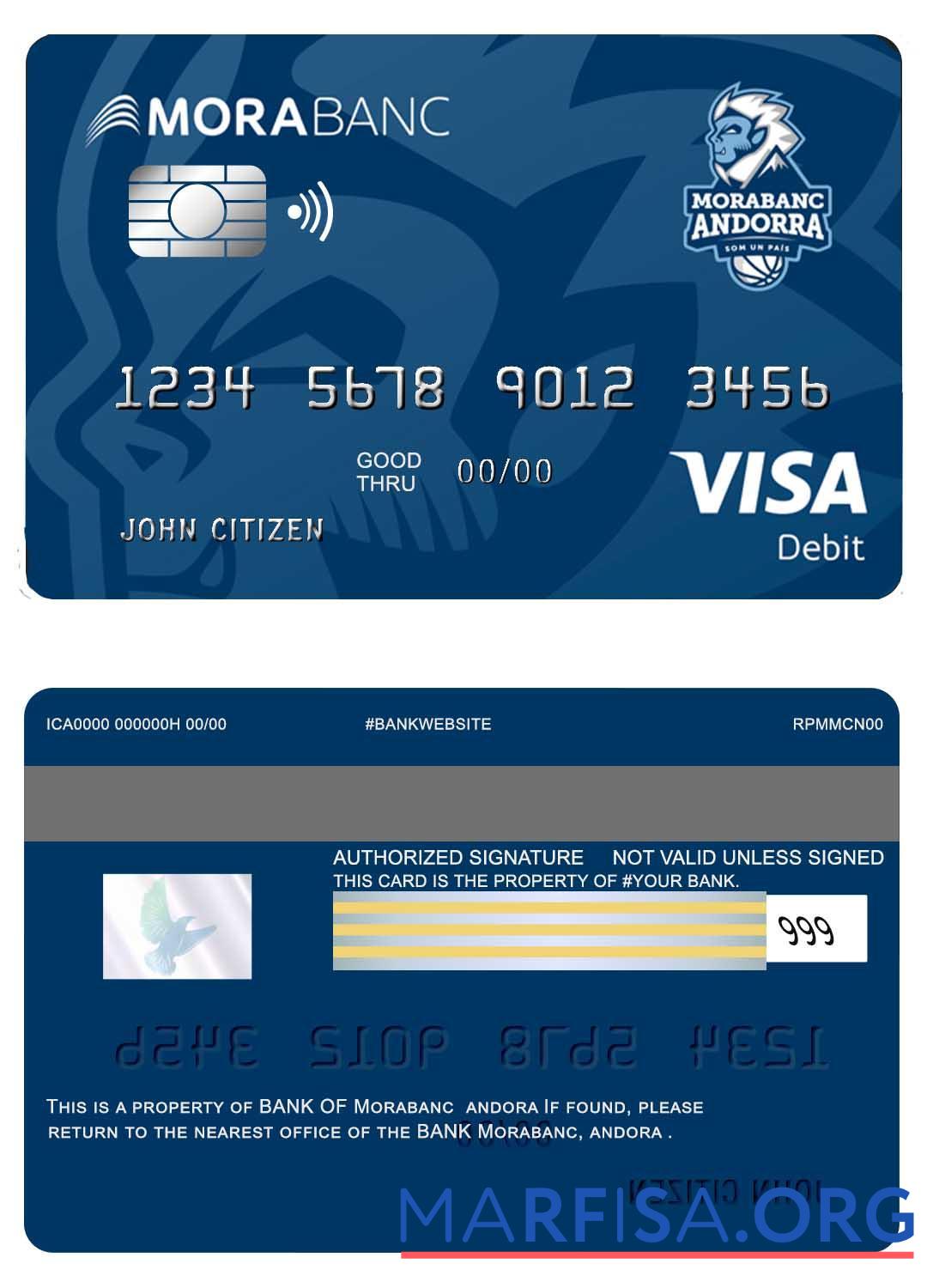 Realistic Andorra Morabank Visa debit real example